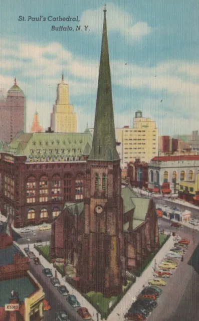 St. Paul's Cathedral Buffalo New York Vintage Linen Post Card