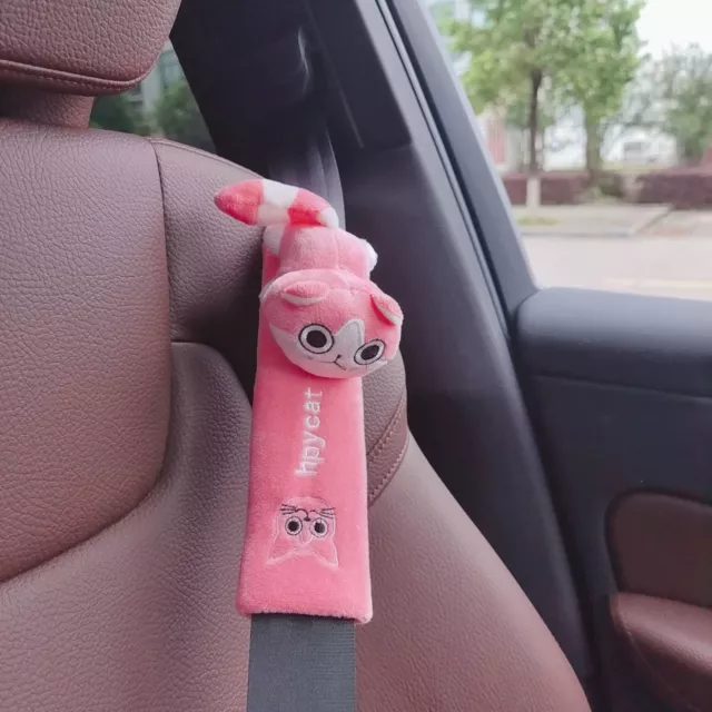Pink Cat 23cm Car Belt Cushion Shoulder Strap Cover Pad Cartoon Animal