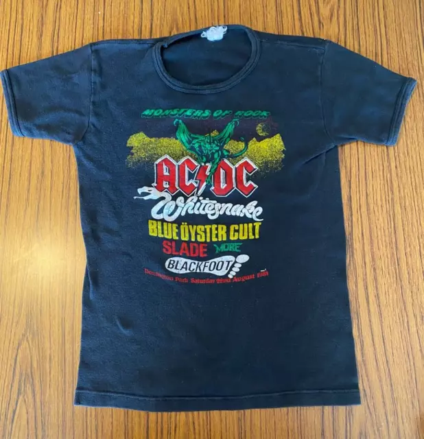 AC / DC Vintage Monsters Of Rock Black Tour T Shirt 22/8/1981 80s Vintage