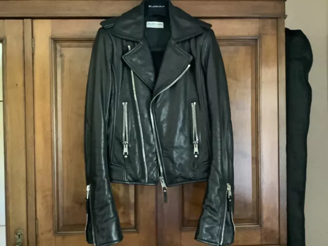 Balenciaga Leather Biker Moto Jacket Black - Size EU 38 Nicolas Ghesquiere