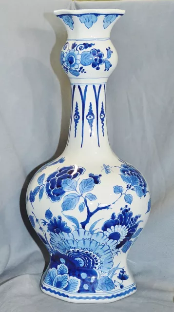 Grand Vase Delfts Bleu,Fleurs,Peint à la Main,de Porceleyne Fles ,Delft,33 CM