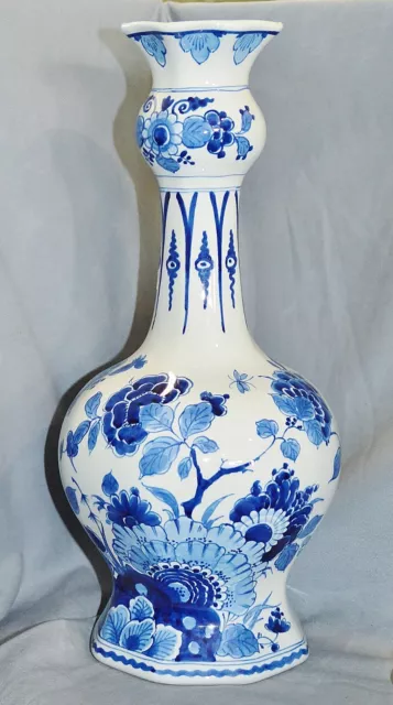 Large Vase Delft Blue White,Flowers,Hand Painted,de Porceleyne Fles,Delft,33 CM