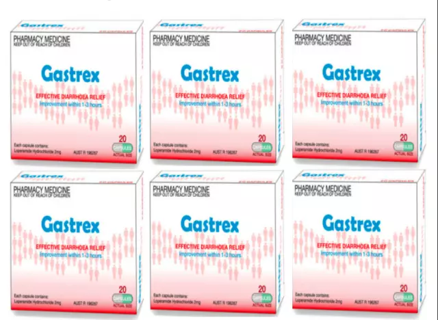 Gastrex (Loperamide 2Mg) -Same As Imodium Gastro Stop- (140 Caps ) 7 Boxes Total