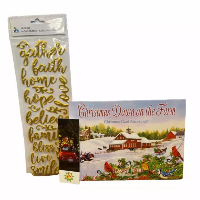 Leanin’ Tree 20 Card Assortment Christmas Down at Farm w/ Stickers & Bookmark