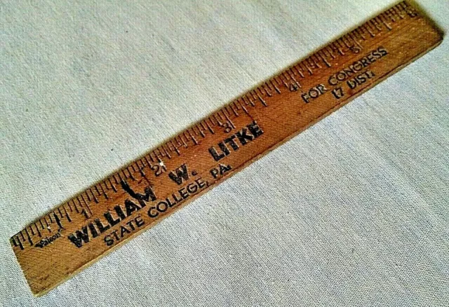 William W Litke Ruler State College Pa For Congress 17 District Wood 6" Falcon.