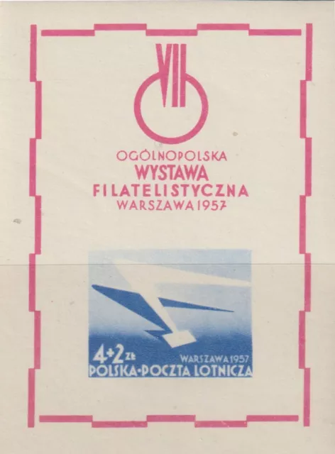 Poland 1957 Souv. Sheet #CB1a Polish National Philatelic Exhibition, Warsaw -MNH
