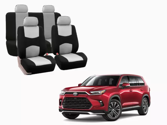 For all TOYOTA HIGHLANDER Car Seat Cover CUSTOM FIT Set 5-Seat 9pcs Front Rear