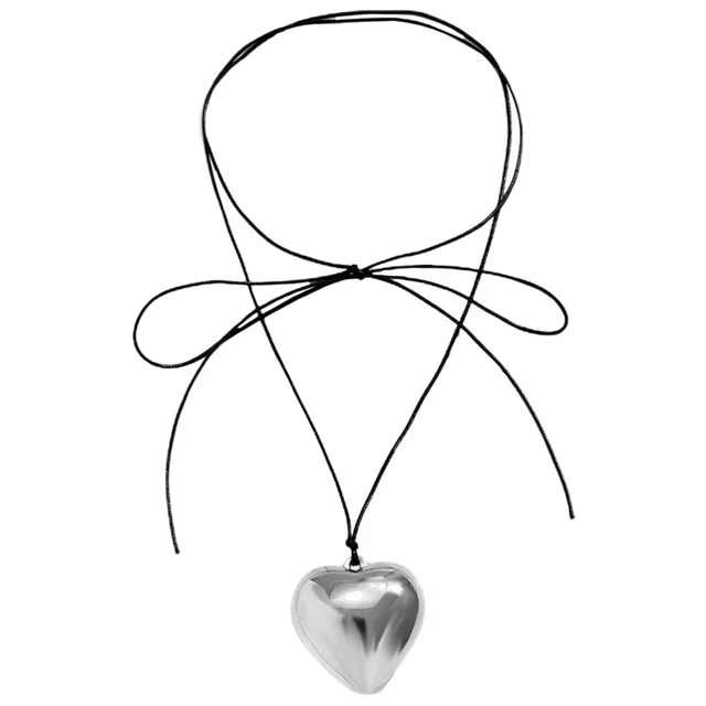 Heart Pendant Necklace Korean Velvet Miss Chain Necklaces Puffy Collar