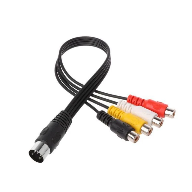 30CM 5 Pin Male Din Plug to 4 RCA Phono Female Plugs Audio Cable Wire Cord