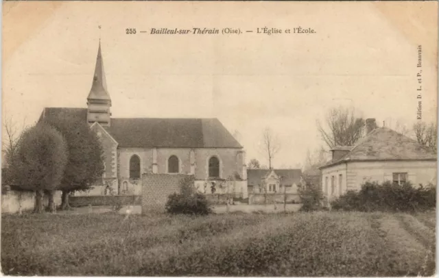 CPA BAILLEUL - Sur - THERAIN - L'Église et I'École (130235)