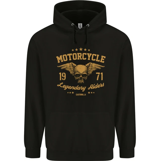 Felpa con cappuccio moto leggendaria motociclista motociclista motociclista uomo 80% cotone