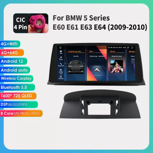 Für BMW 5Series E60 E61 E63 10.33" Android Auto GPS Stereo Radio Carplay 64G CIC