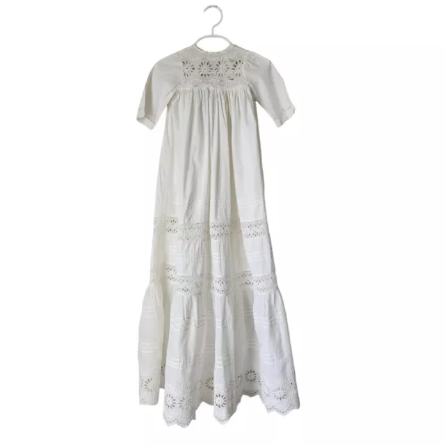 VICTORIAN Hand Embroidered Floral Christening Gown