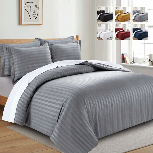 Lussuoso copripiumone a righe copripiumone set biancheria da letto federa singola doppia re
