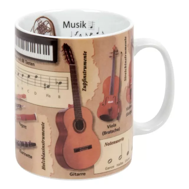 Könitz Knowledge Mug Mug Musique Tasse à café Tasse à thé Porcelaine 460 ml