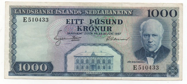 Iceland 1000 Kronur 1957 Pick 41 A Look Scans