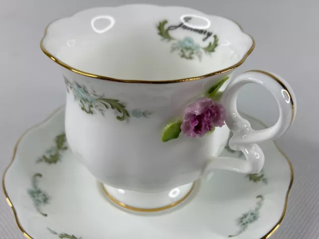 Maruri Masterpiece January Tea Cup & Saucer Enesco 1976 2