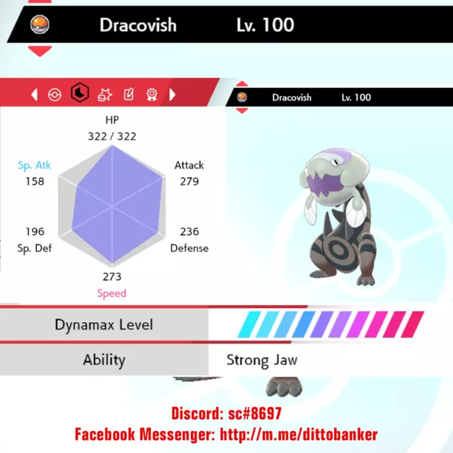 Pokemon Sword/Shield 6IV ULTRA SHINY Dracovish *Ranked Battle Ready* Jolly