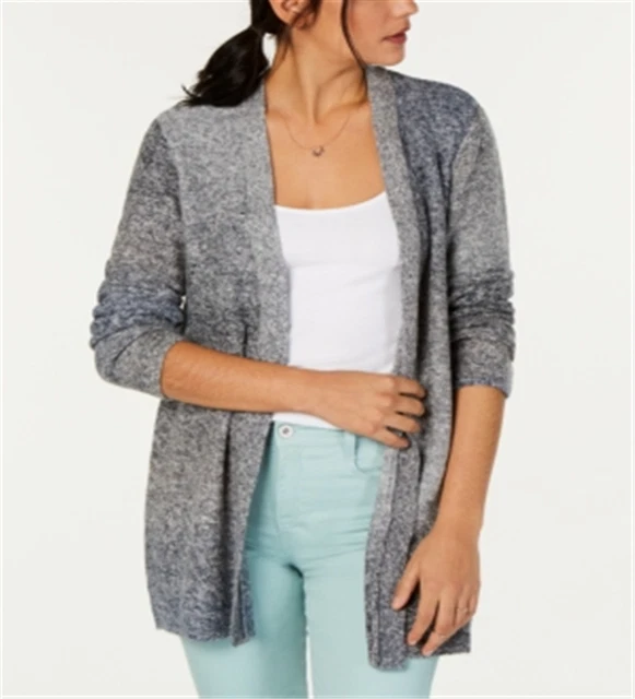 Style & Co Women's Ombre Open Front Cardigan Gray  Size Petite Large