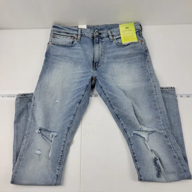 nwt Levis skinny taper stretch jeans distressed light wash 1371 size 36x34