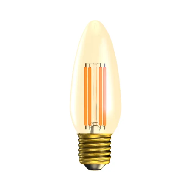 2 x Bell LED Dimmable Vintage Filament Candle 4W ES E27 Gold 2000K Light Bulb