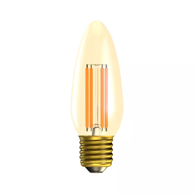 2 x Bell LED Dimmable Vintage Filament Candle 4W ES E27 Gold 2000K Light Bulb