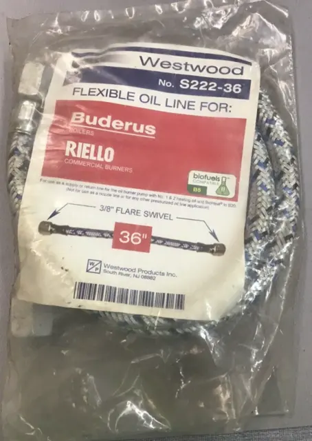 Lot Of 2: Westwood/ Buderus S222-36W 36” 3/8" Flare Flexible Oil Lines (B350)