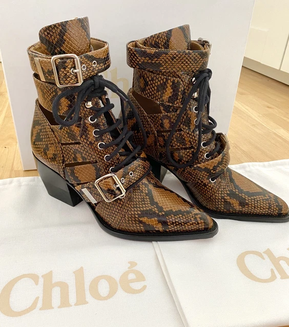 CHLOE RYLEE TAN Snakeskin Ch30520 Ankle Boots Womens Shoes Size 7