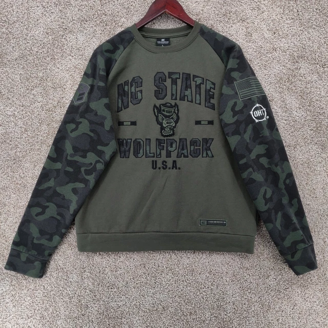 NC State Wolfpack Sweatshirt Sweater Mens L Green Camo University Colosseum