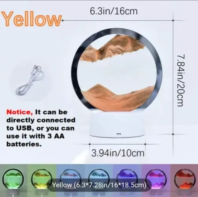 Moving Sand Art Picture (1pc), Round Moving Sand With Light