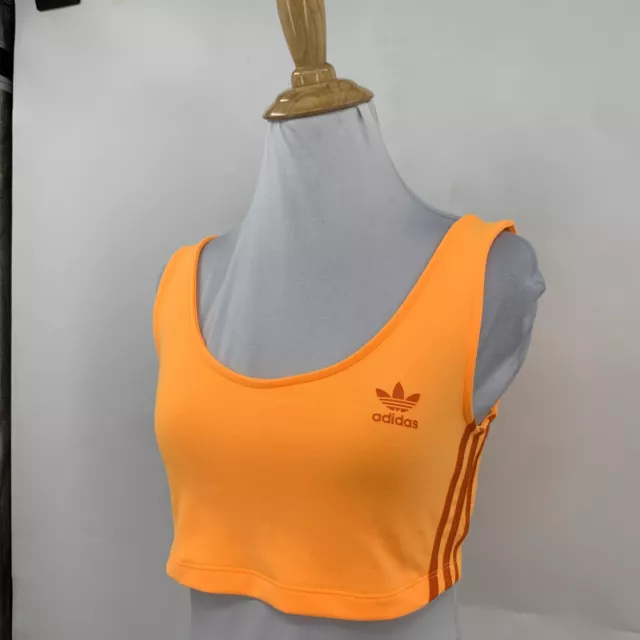 Adidas Originals New Crop Top Womens XS Extra Small Neon Orange Sleeveless Tank 3