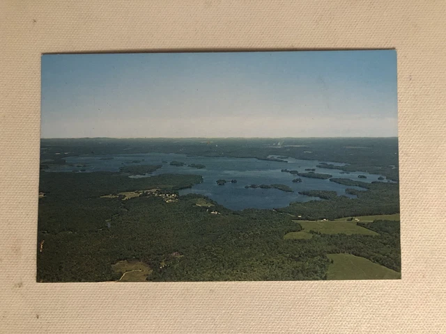 Vintage Chrome Postcard, Aerial View, Meddybemps Lake, Maine, Washington County