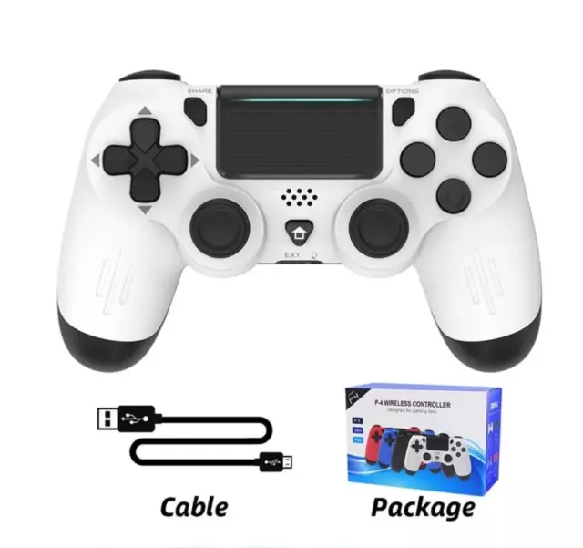 Manette PS4, Contrôleur de Jeu sans Fil Wireless Gamepad avec USB  Rechargeable pour Playstation 4/PS4 Pro/PS3-Blanc