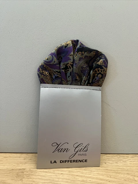 Mini Foulard Carré En Soie - Pochette De Costume Vintage - Beige - Occasion Très Bon état
