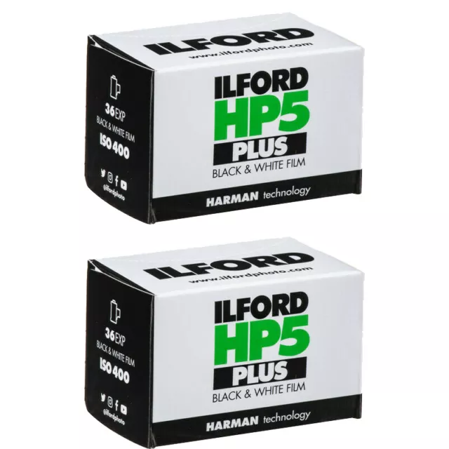 2 Rolls Ilford HP5 Plus 400 ISO 36 Exposure Black and White 35mm Film, FRESH