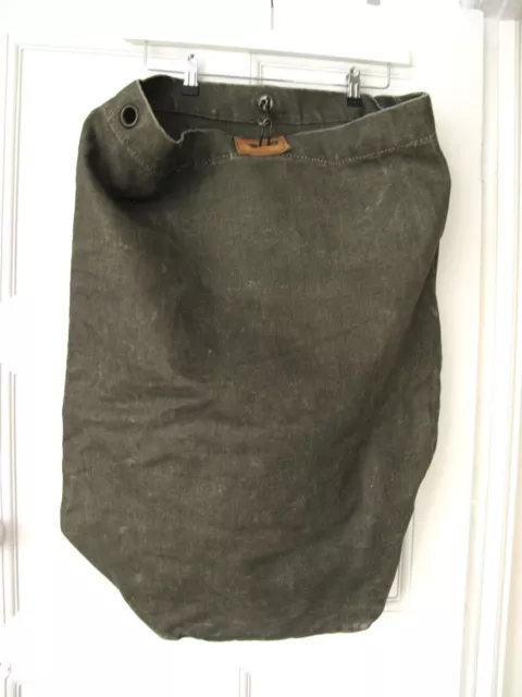 Vintage 1950s XL Army Green Rucksack Heavy Thick Canvas Laundry Duffle Bag Sack