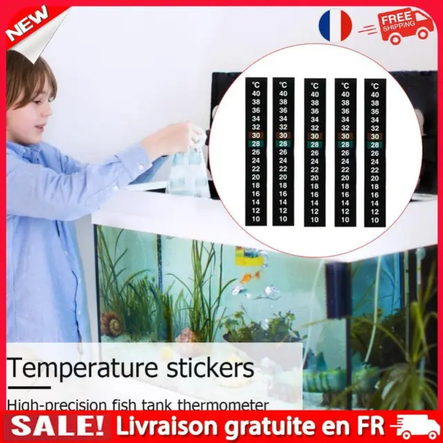 Aquarium Fish Tank Thermometer Liquid Sticker LCD Adhesive Strip (5pcs)