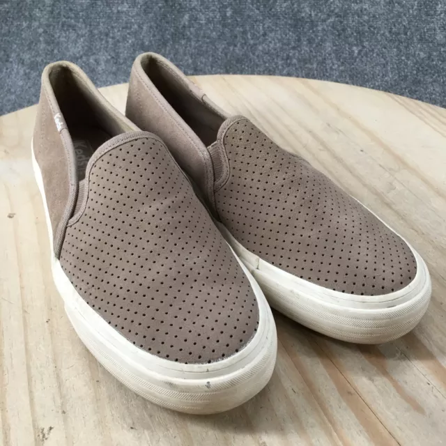 Keds Shoes Womens 9 Double Decker Sneaker Perforated WH59055 Beige Suede Slip On 3