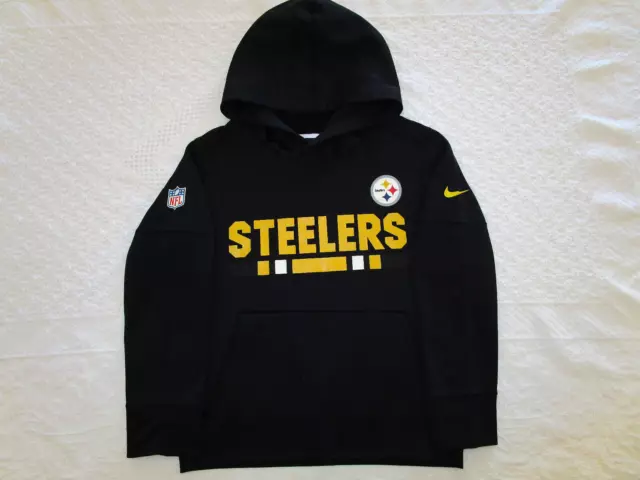 Nike Nfl Pittsburgh Steelers Long Sleeve Black Hoodie Boys Small Excellent