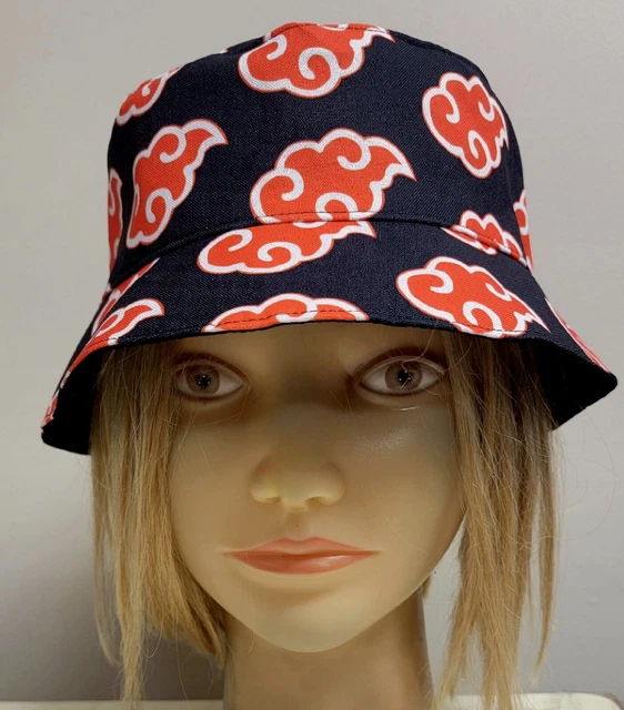 Naruto Akatsuki Anime Red Clouds Black Bucket Cap Hat (Brand New)