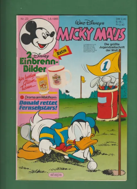 Micky Maus  Heft Nr.23 vom  01.06.1985  mit Beilage (Einbrenn-Bilder)