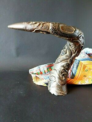 Old Chinese Carved Black Buffalo Horn  …beautiful collection & display piece