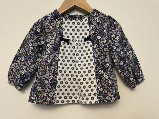 Baby girls BEBE by MINIHAHA Navy blue floral top size 0 (6-9 months) Cotton