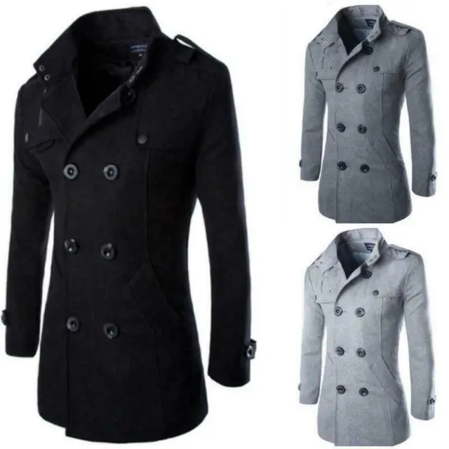 New Stylish Men's Winter Warm Overcoat Wool Coat Trench Coat Outwear Long Jacket