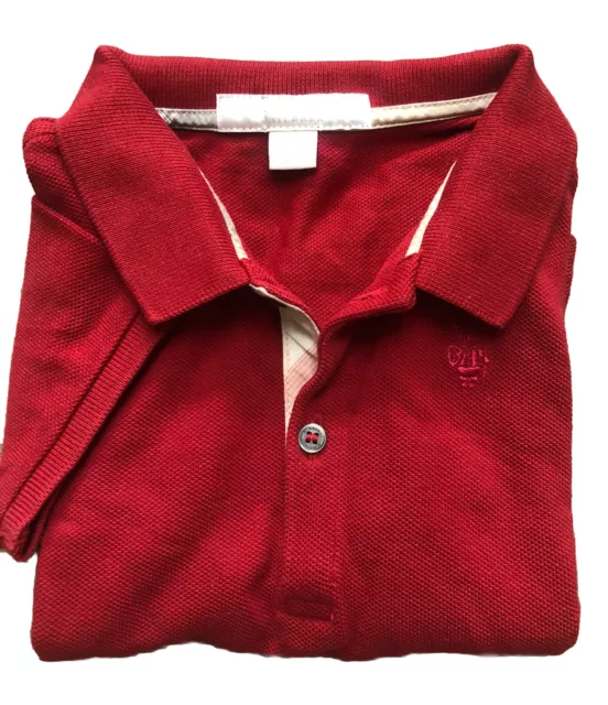 Burberry Children Boys' Short Sleeve Collared Polo Check Shirt Red 18m