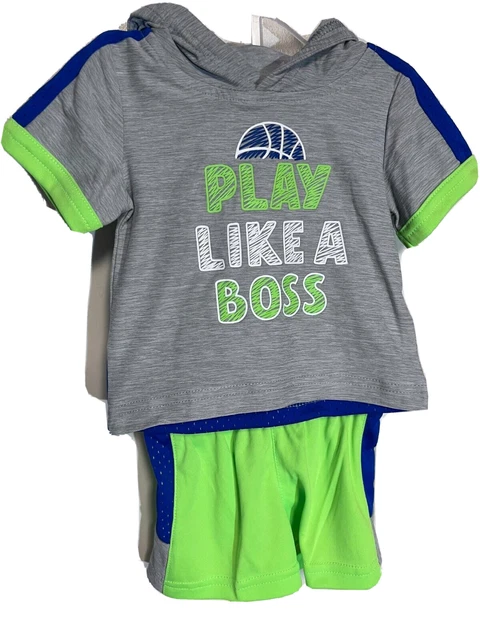 Infant Boy 0-3 Months Baby 2 Piece Shorts Set with Hood Athletic Short Sleeve