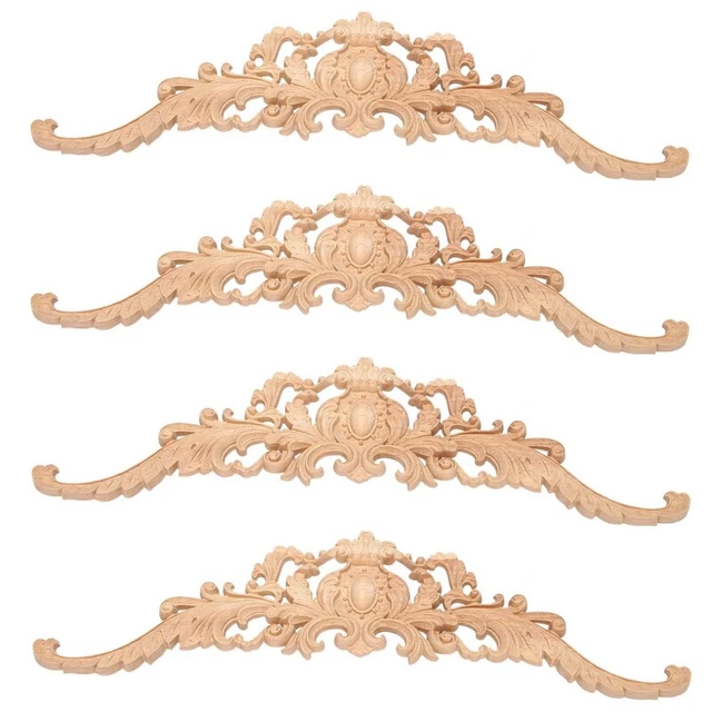 4X Vintage Plant Wood  Corner Applique Decorate Frame Cabinet Fireplace FurnV8T2