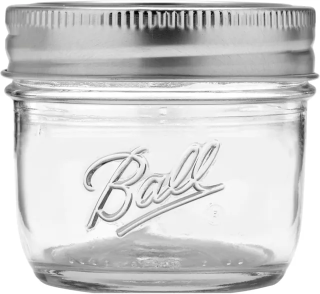 Jarden Ball (R) Smooth Sided Canning Jars 12/Pkg 4oz Quarter Pint Regular Mouth
