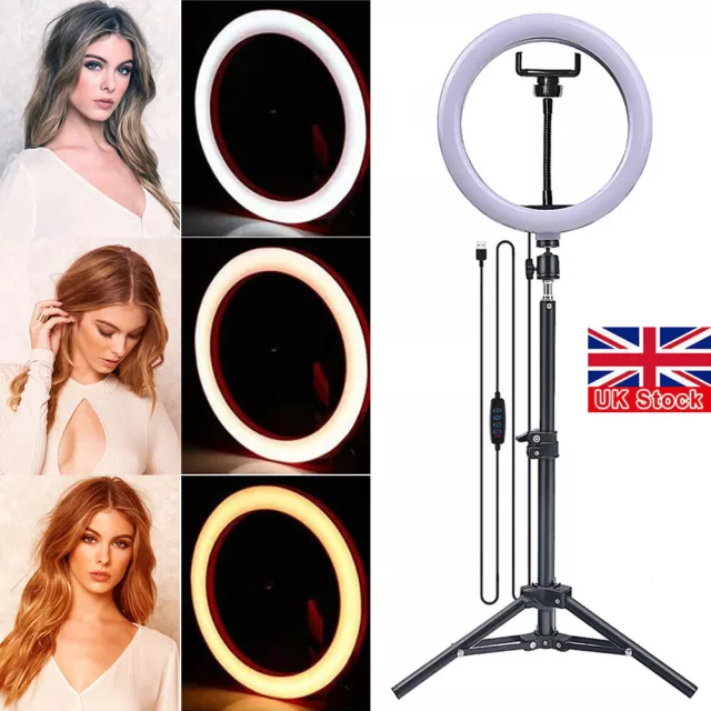 10inch LED Selfie Live Makeup Ring Light with 1.6Meter Tripod Stand Phone Holder