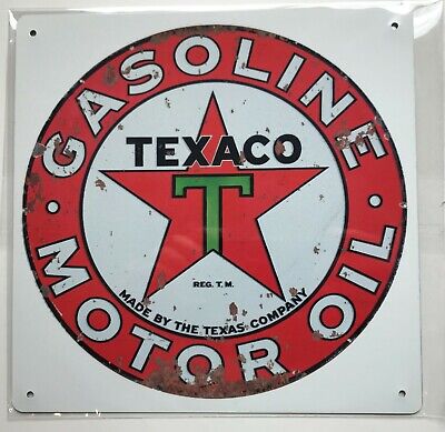 Metal Vintage Style Wall Sign - Texaco gasoline motor oil 8x8 inch [TexGas]